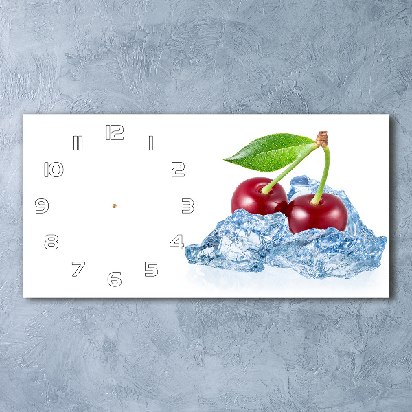 Horizontal rectangular wall clock Cherry with ice