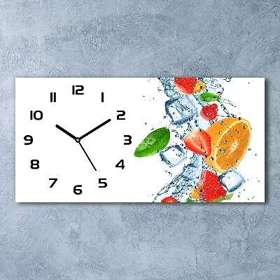 Horizontal rectangular wall clock Ice fruit