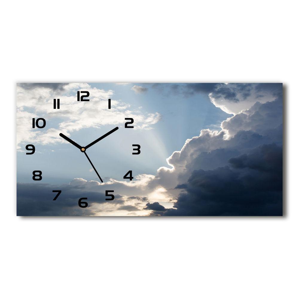 Horizontal rectangular wall clock Clouds in the sky