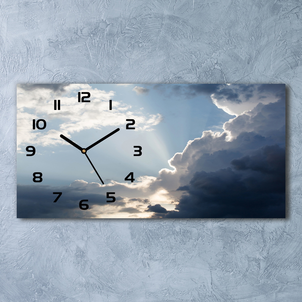 Horizontal rectangular wall clock Clouds in the sky