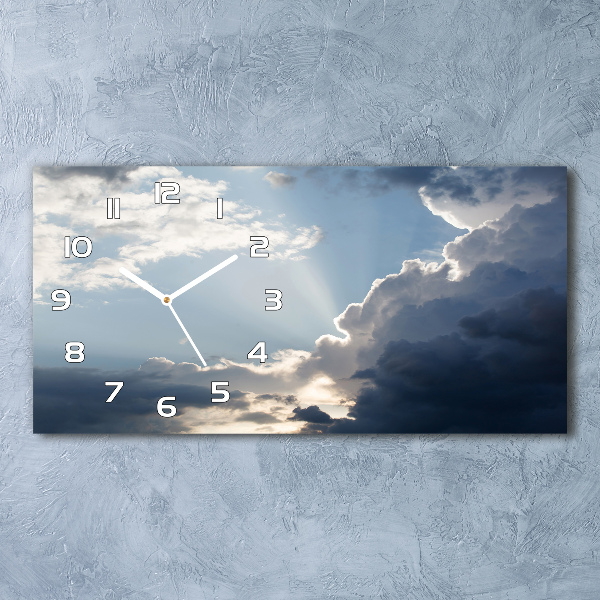 Horizontal rectangular wall clock Clouds in the sky