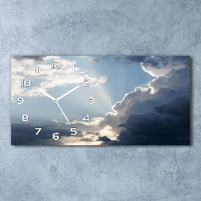 Horizontal rectangular wall clock Clouds in the sky