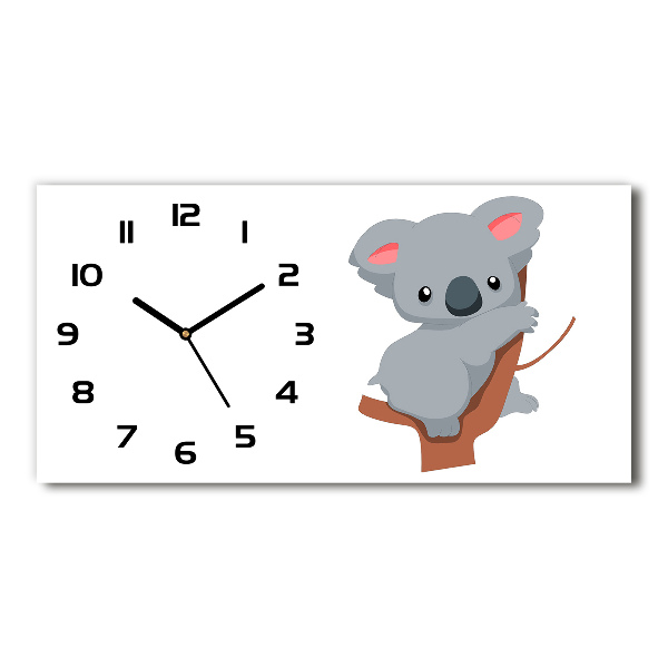 Horizontal wall clock Koala on a tree