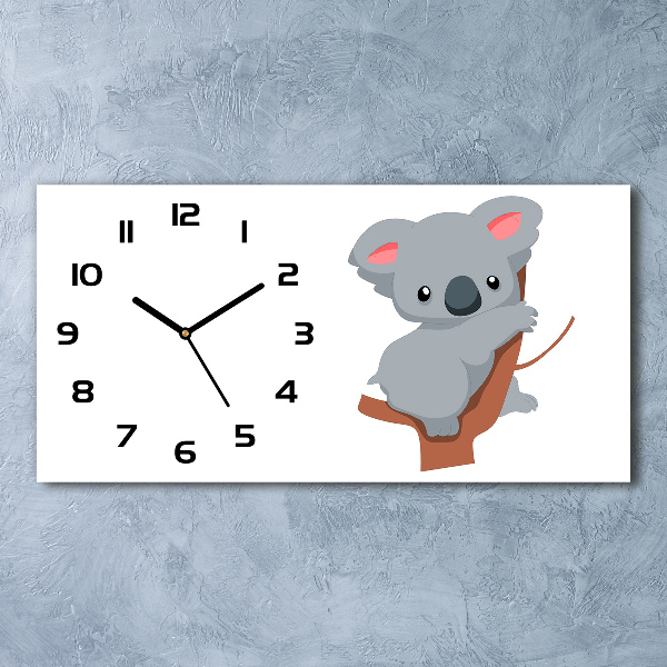 Horizontal wall clock Koala on a tree