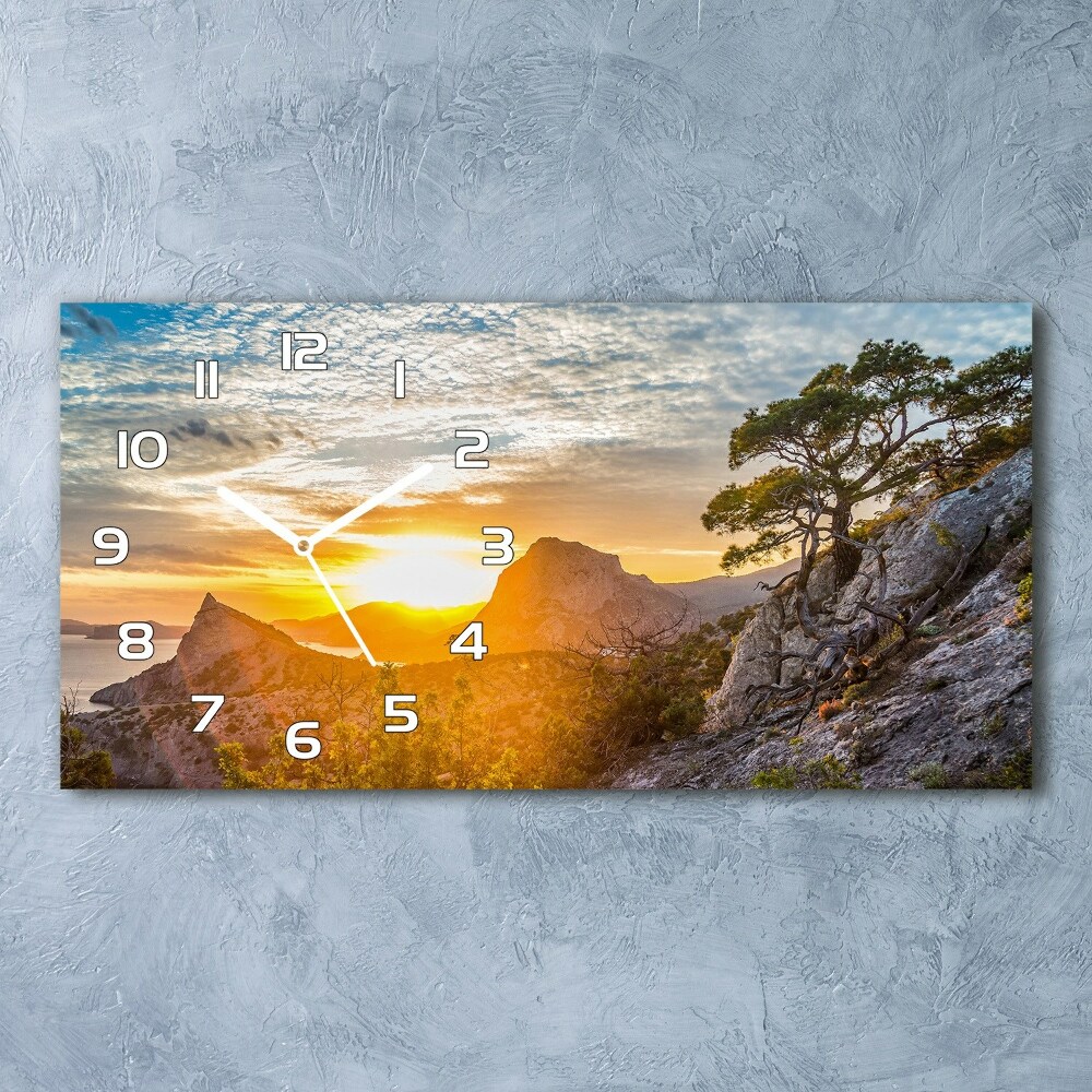 Horizontal rectangular wall clock Sunset