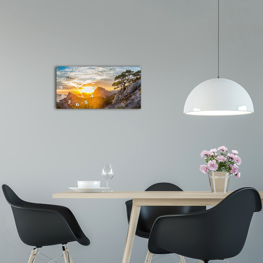 Horizontal rectangular wall clock Sunset