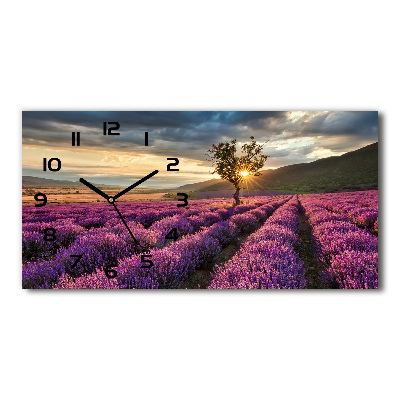 Horizontal rectangular wall clock Lavender field