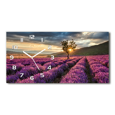 Horizontal rectangular wall clock Lavender field