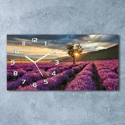 Horizontal rectangular wall clock Lavender field