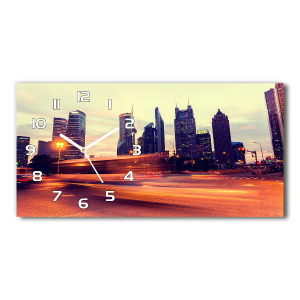 Horizontal rectangular wall clock Shanghai at night