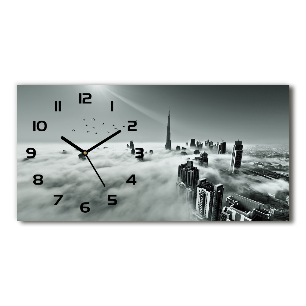 Horizontal rectangular wall clock Fog on Dubai