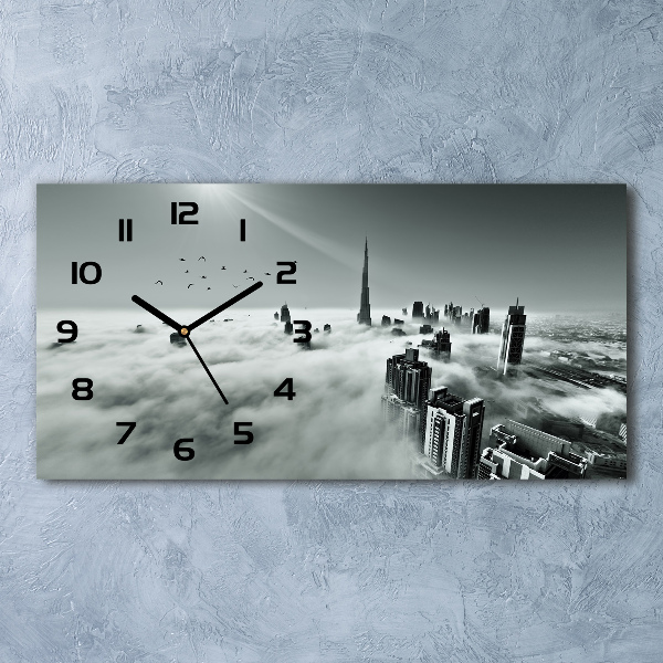 Horizontal rectangular wall clock Fog on Dubai