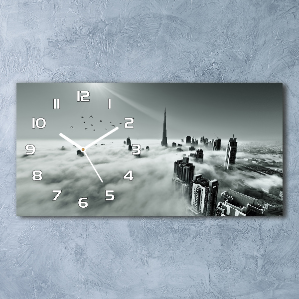 Horizontal rectangular wall clock Fog on Dubai