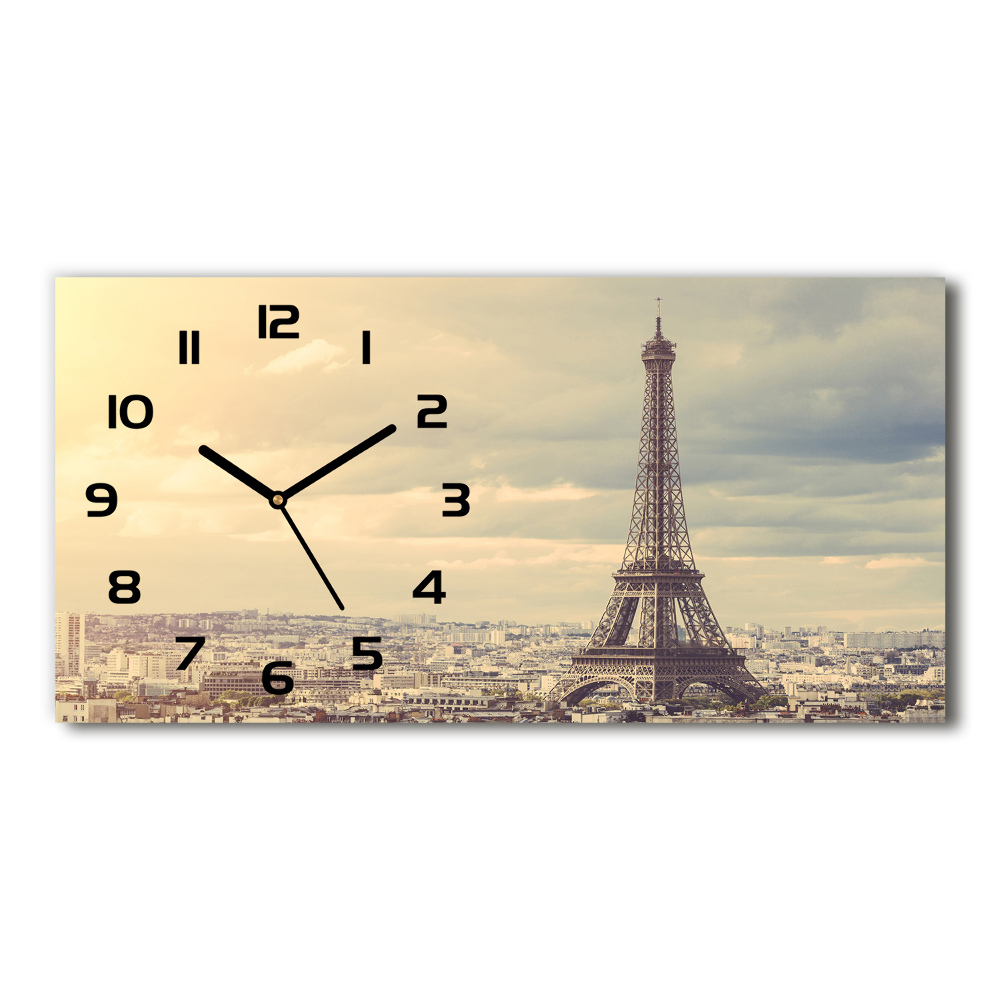 Horizontal rectangular wall clock Eiffel Paris tower