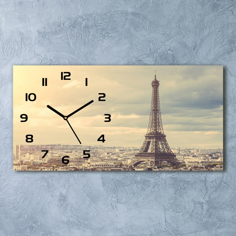 Horizontal rectangular wall clock Eiffel Paris tower