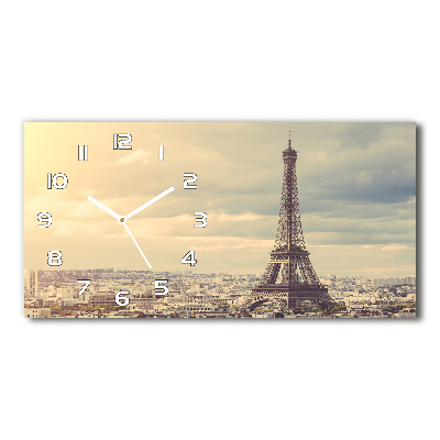 Horizontal rectangular wall clock Eiffel Paris tower