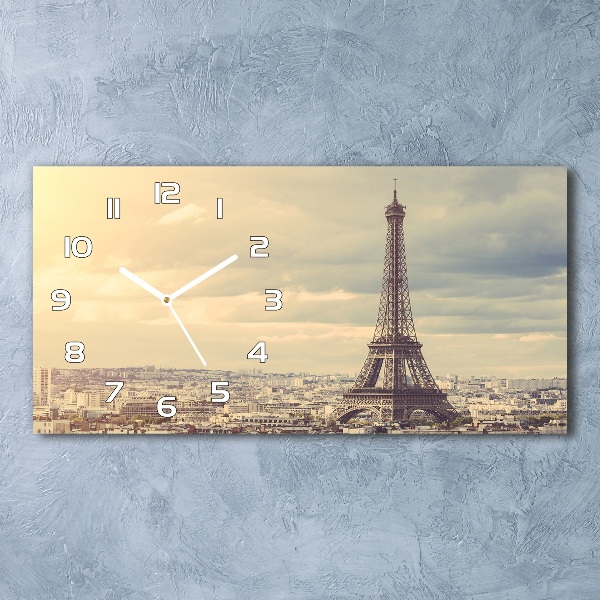 Horizontal rectangular wall clock Eiffel Paris tower