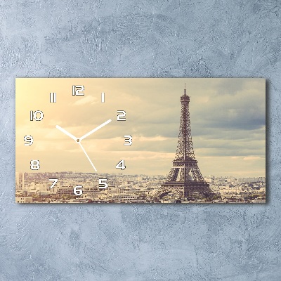 Horizontal rectangular wall clock Eiffel Paris tower