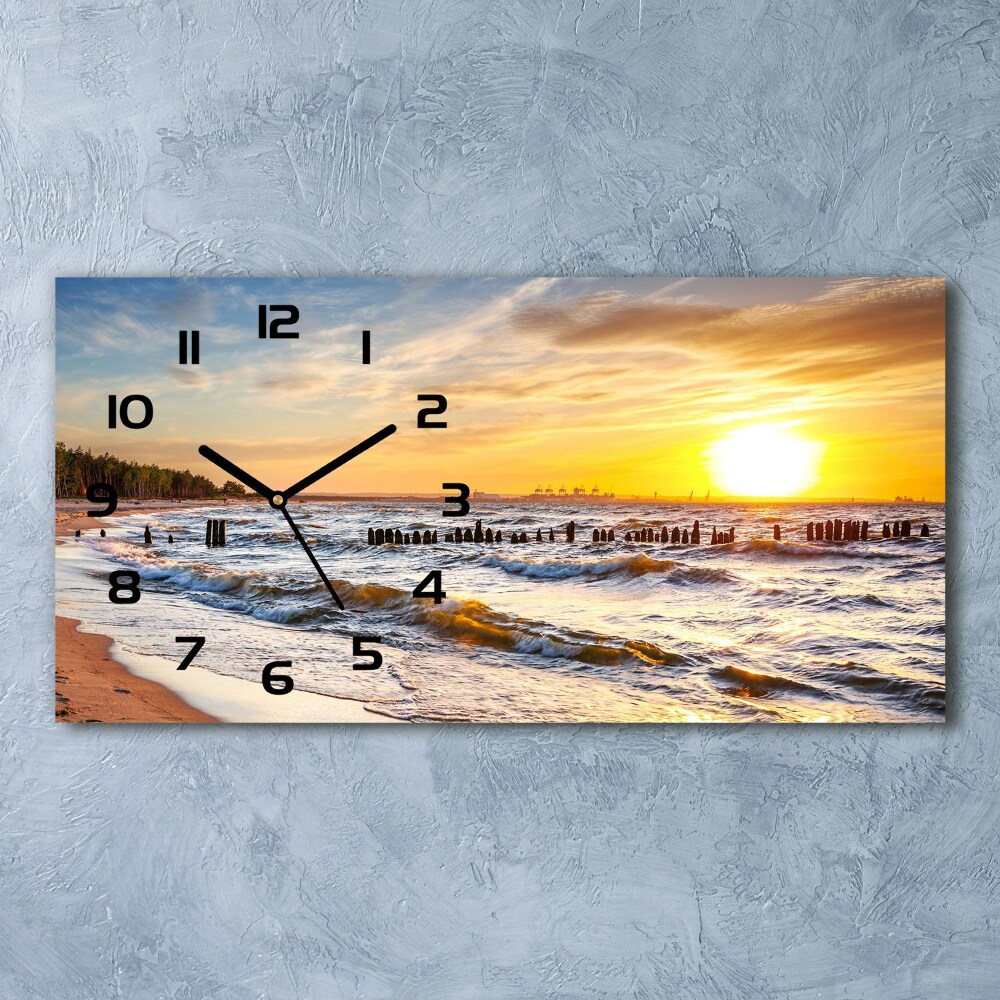 Horizontal wall clock Sunset beach