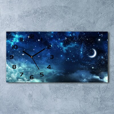 Horizontal rectangular wall clock Starry sky