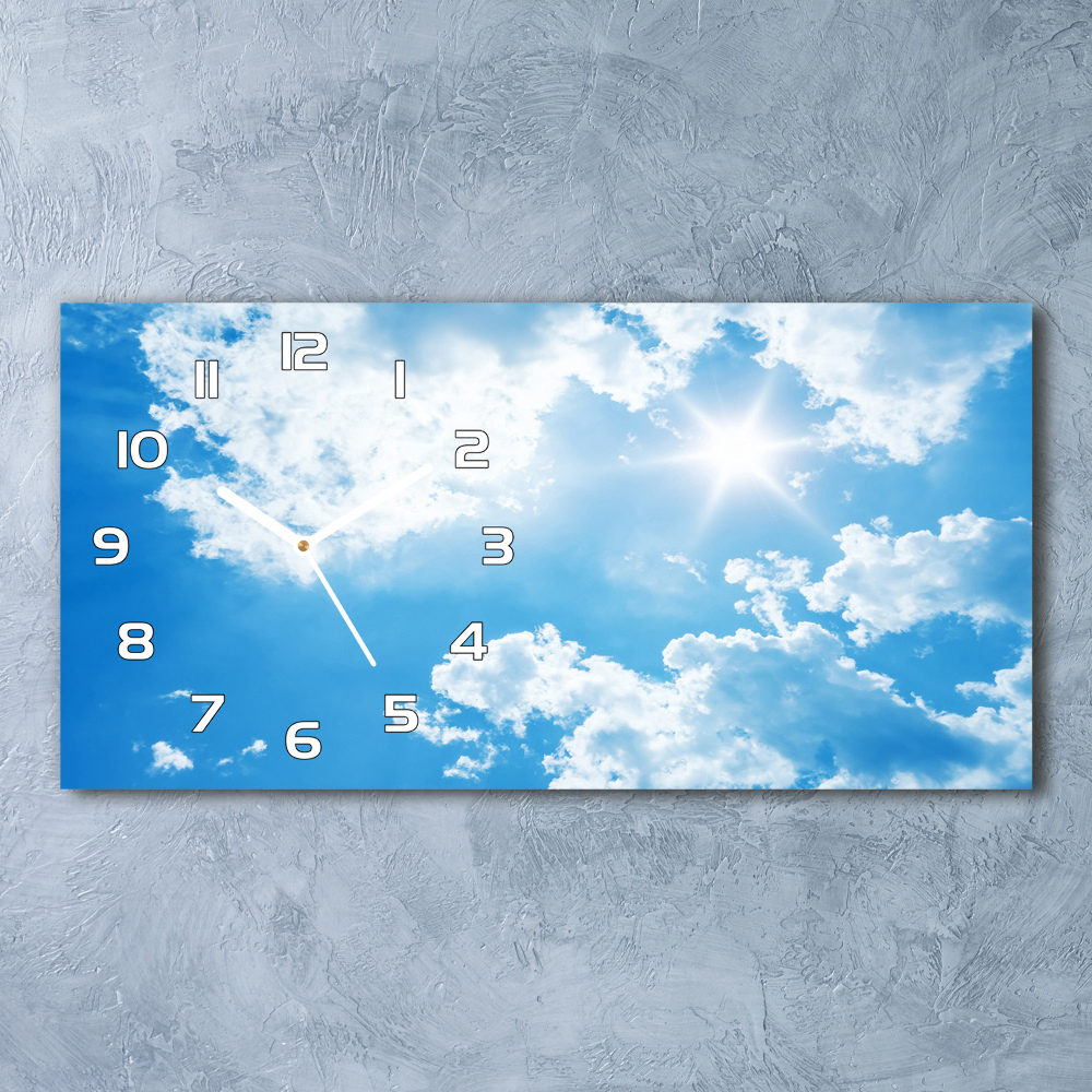 Horizontal rectangular wall clock Clouds in the sky