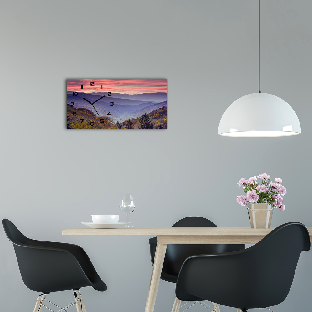 Horizontal wall clock Sunset of the mountain