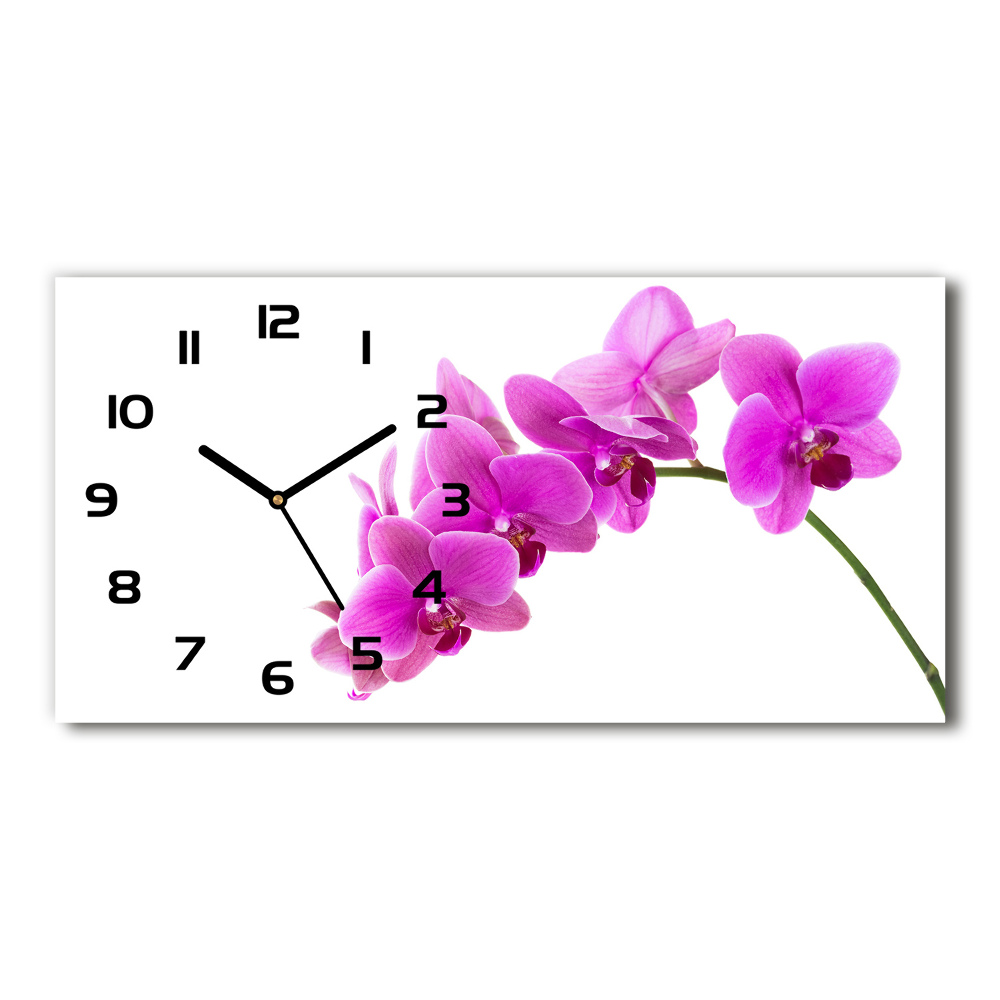 Horizontal wall clock Pink orchid