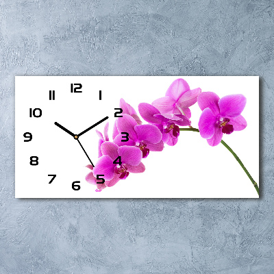 Horizontal wall clock Pink orchid