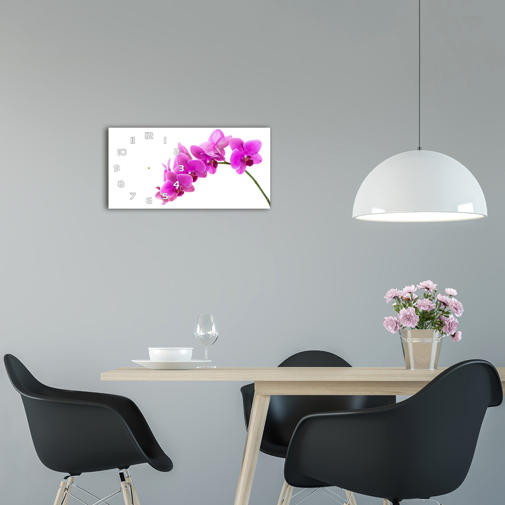 Horizontal wall clock Pink orchid