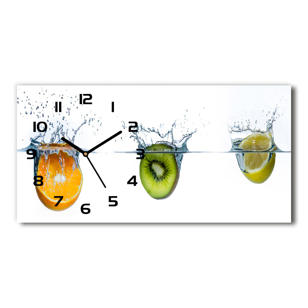 Horizontal rectangular wall clock Fruit underwater