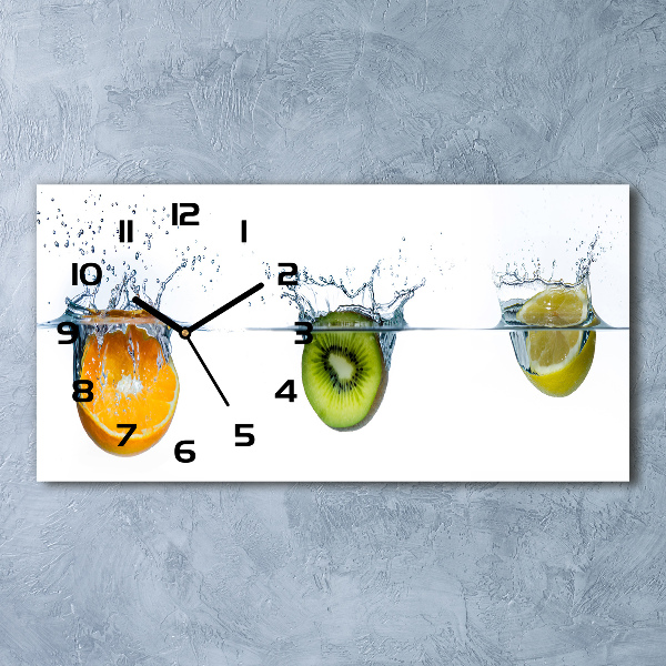 Horizontal rectangular wall clock Fruit underwater