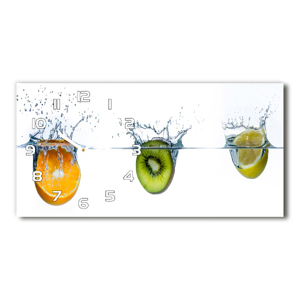 Horizontal rectangular wall clock Fruit underwater