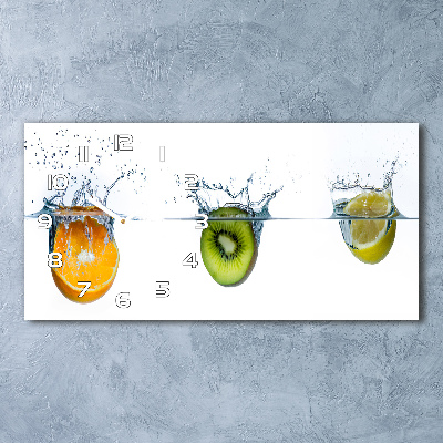 Horizontal rectangular wall clock Fruit underwater