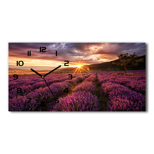 Horizontal wall clock Lavender field