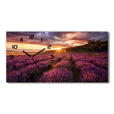 Horizontal wall clock Lavender field