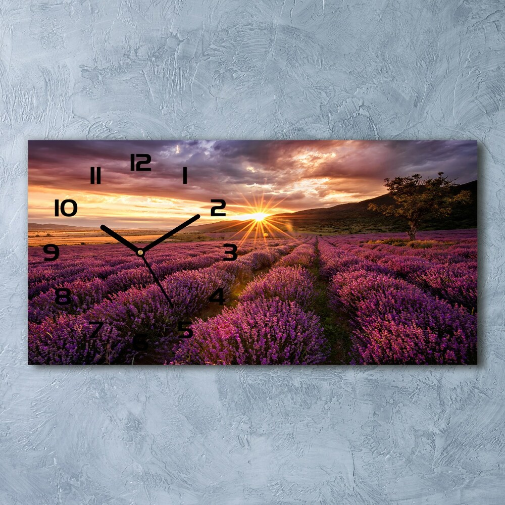 Horizontal wall clock Lavender field