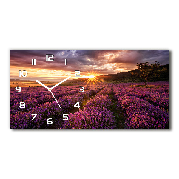 Horizontal wall clock Lavender field