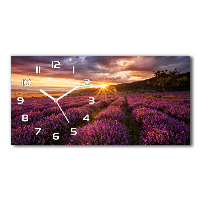 Horizontal wall clock Lavender field