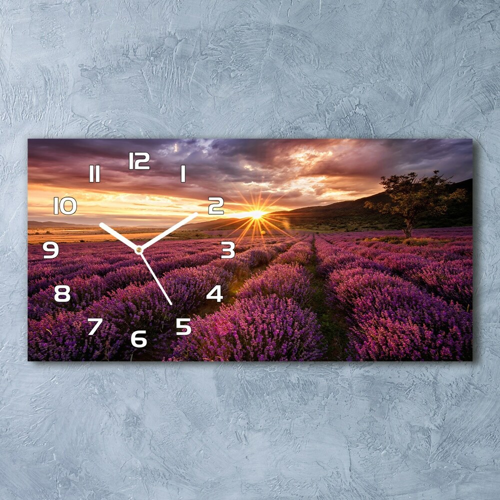 Horizontal wall clock Lavender field