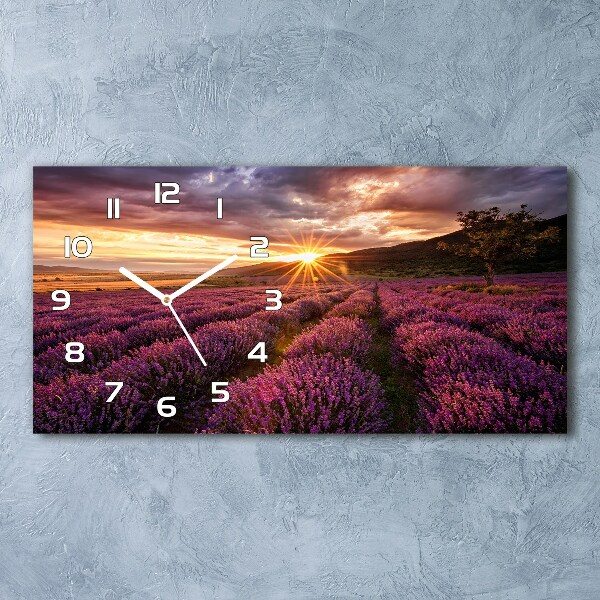 Horizontal wall clock Lavender field