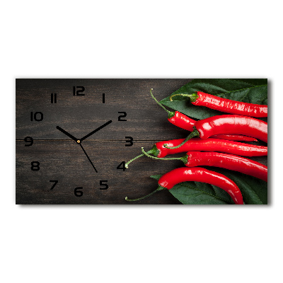 Horizontal rectangular wall clock Chilli peppers