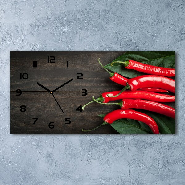 Horizontal rectangular wall clock Chilli peppers