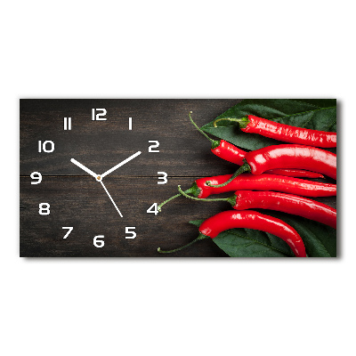 Horizontal rectangular wall clock Chilli peppers