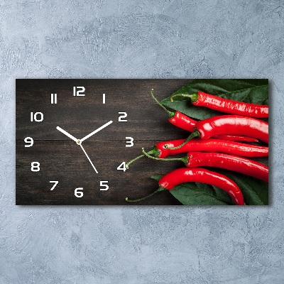 Horizontal rectangular wall clock Chilli peppers