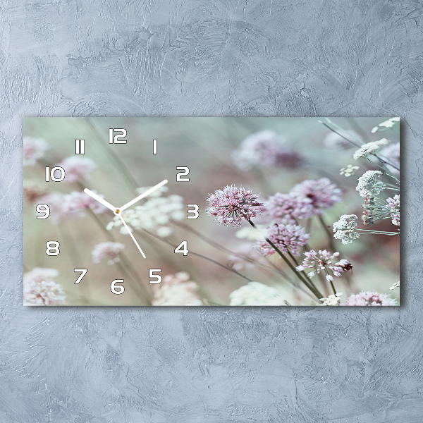 Horizontal wall clock Wild flowers