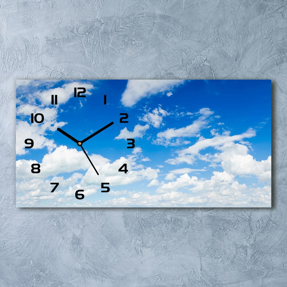 Horizontal rectangular wall clock Clouds in the sky