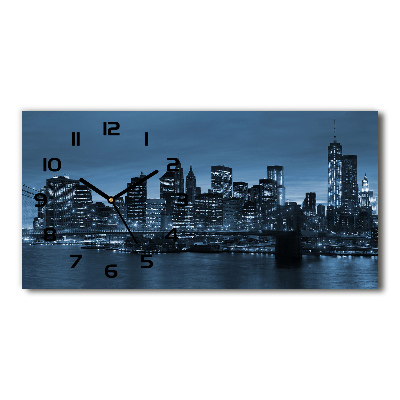 Horizontal rectangular wall clock New York at night