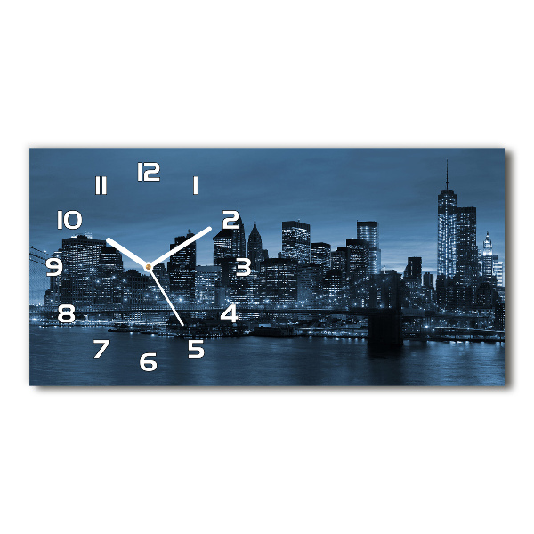 Horizontal rectangular wall clock New York at night