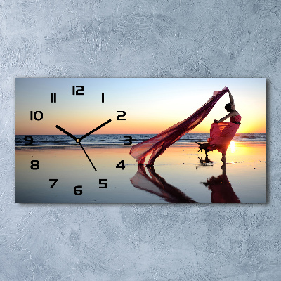 Horizontal rectangular wall clock Dancing woman