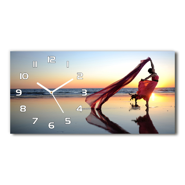 Horizontal rectangular wall clock Dancing woman